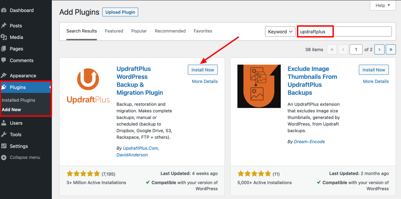 Instalasi Updraftplus