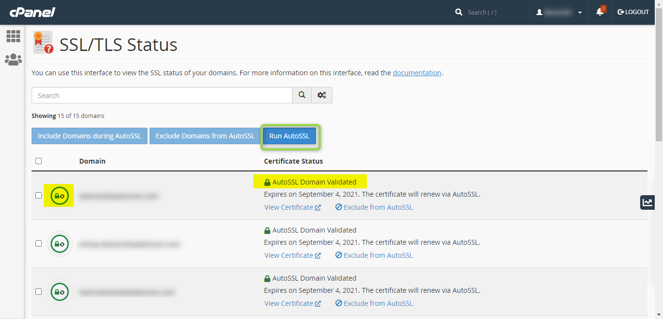 AutoSSL di Cpanel