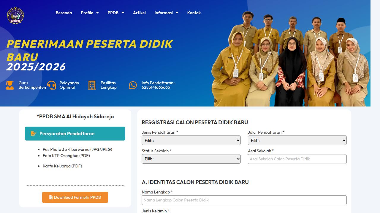 Contoh Halaman PPDB di Website Sekolah