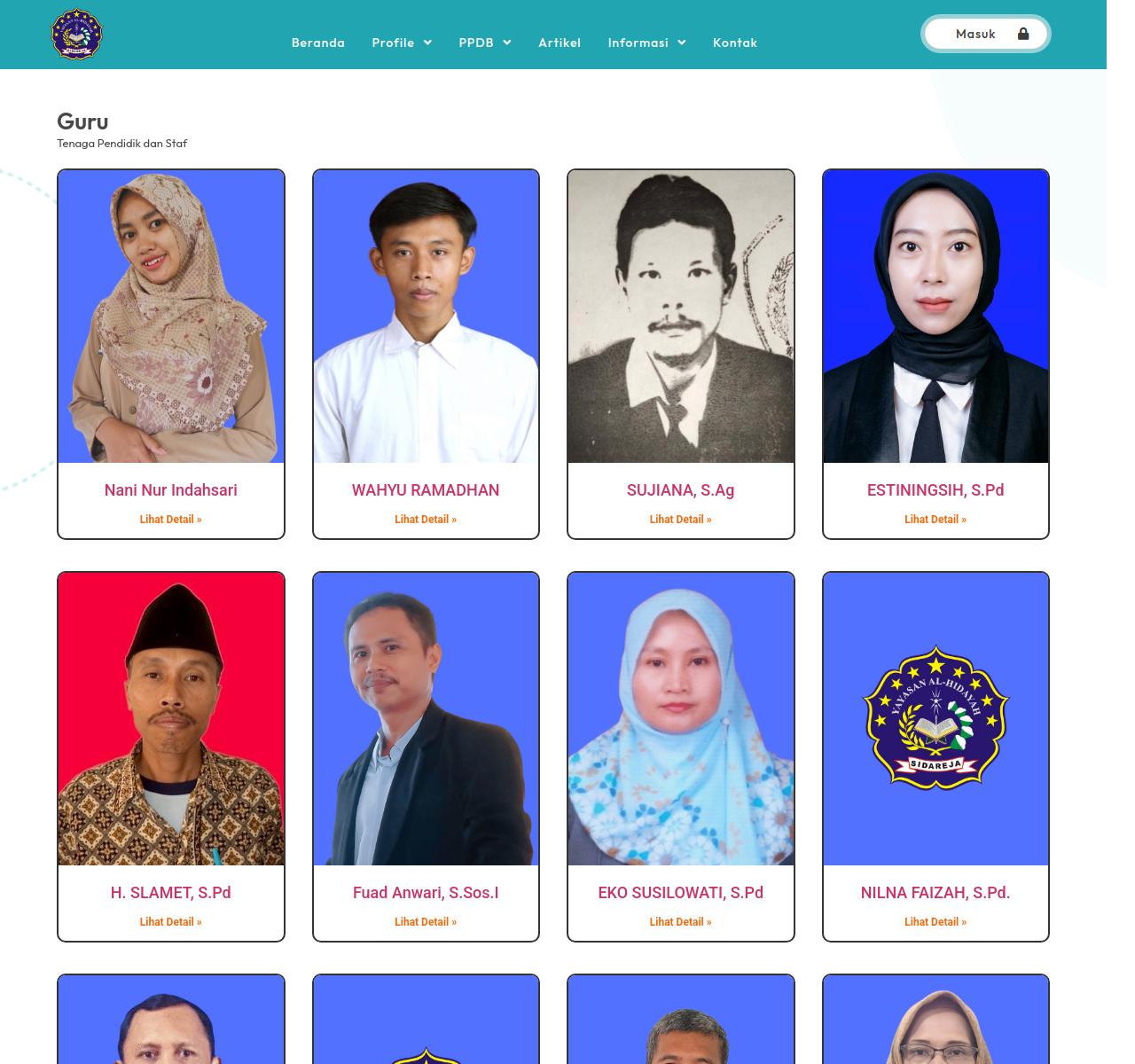 Contoh Halaman yang Menampilkan Data Guru di Website Sekolah