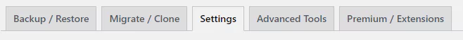 Tab Settings Updraftplus