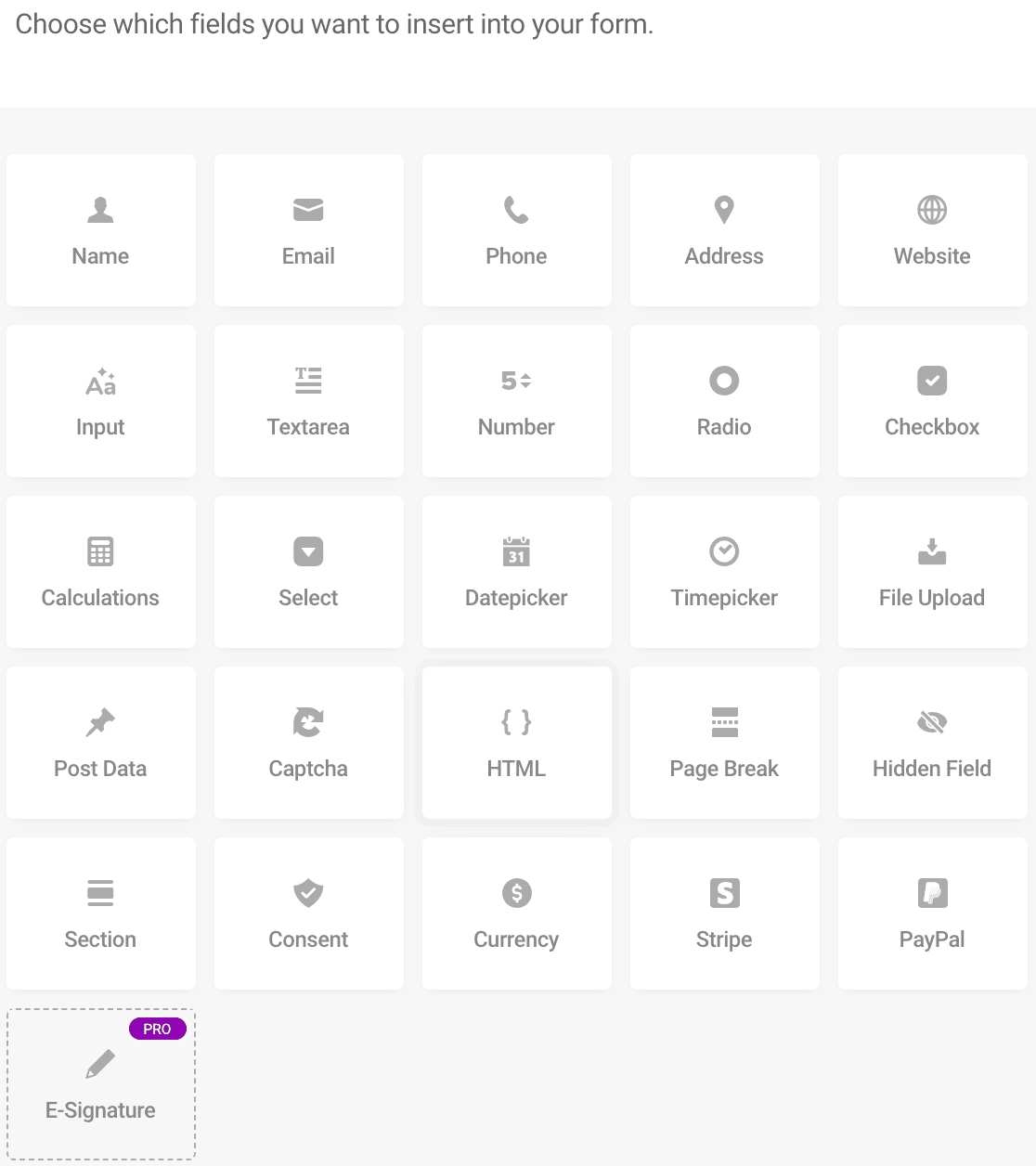 Daftar Field yang Tersedia di Forminator
